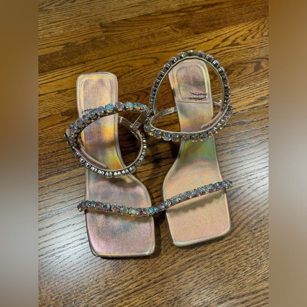Jeffrey Campbell Womens Saints Rose Gold Metallic Pu+Faux Diamo Sandals Size 8.5 - Picture 9 of 10